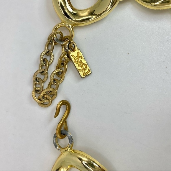 Vintage YSL Yves Saint Laurent Signed Runway Chunky Gold Plated Link Chain - Picture 10 of 11